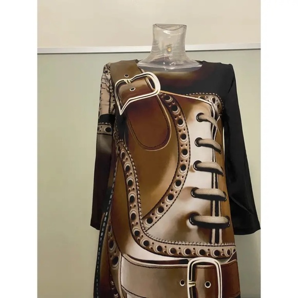 Mary Katrantzou NWT! Brown Brogue Dress IT40 - Picture 2 of 9